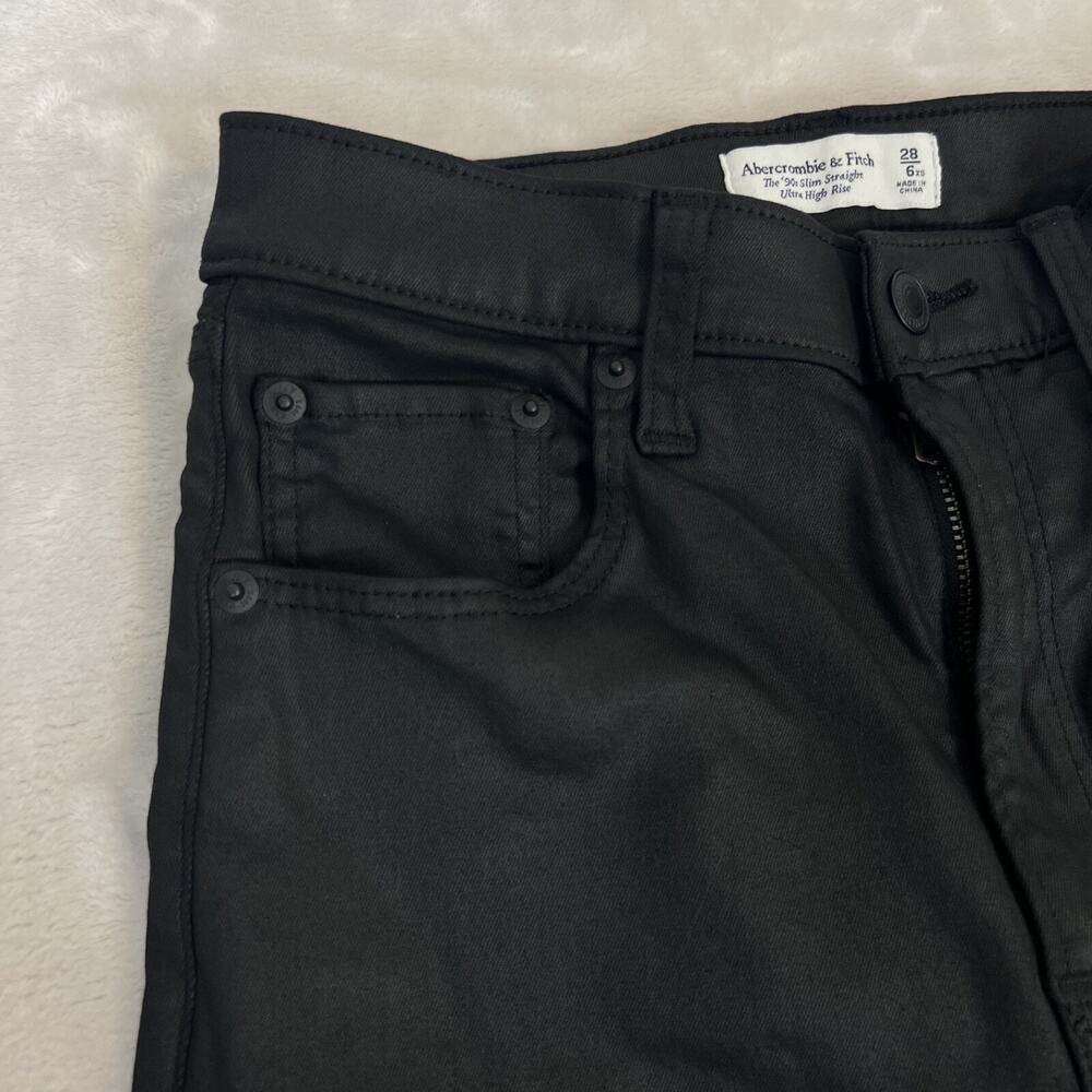 Abercrombie Fitch‎ Pants Womens 28/6 XS Black 90s Slim Straight Ultra High Rise - Picture 4 of 13